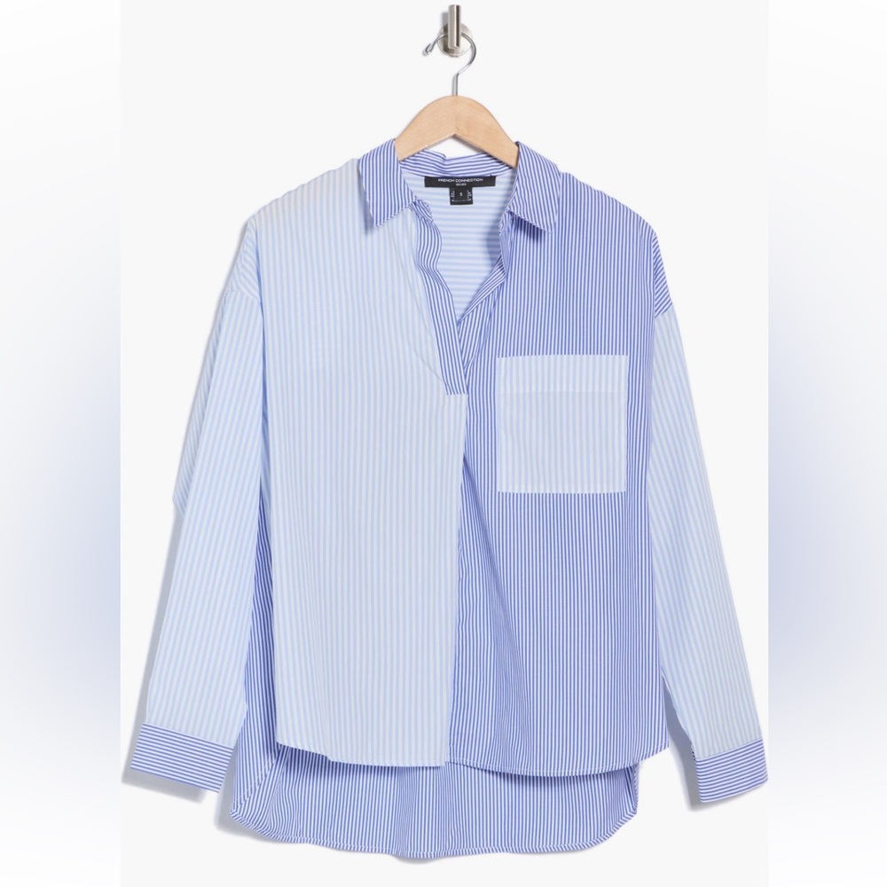 ✨NWT French Connection high-low boyfriend shirt